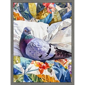 Amanti Art Animal Watercolor Art Bird Dove Pigeon Blue by Justyna Jaszke Framed Canvas Wall Art - 1 of 4