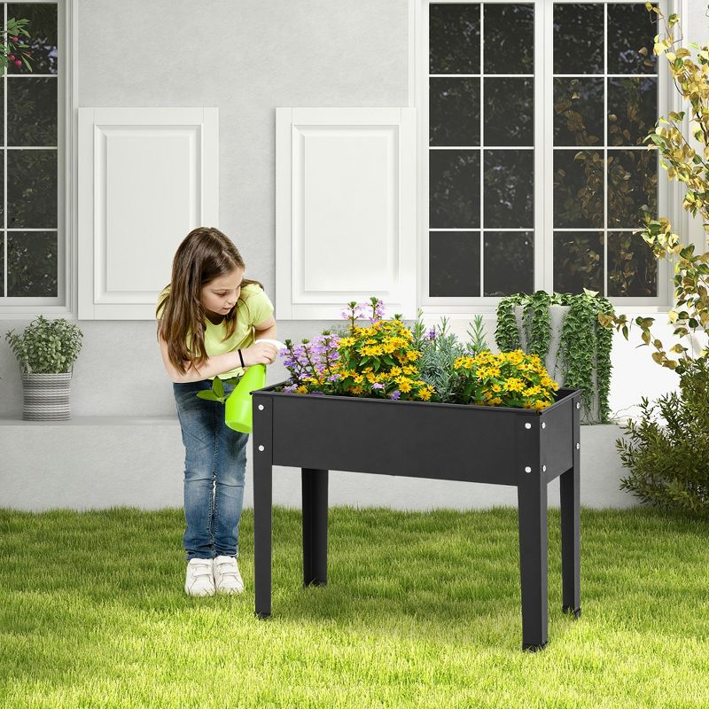 Costway 24" Raised Garden Bed with Legs Metal Elevated Planter Box Drainage Hole Backyard Green/Black, 2 of 11