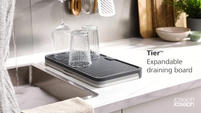 Joseph Joseph Extend Steel Expandable Dish Rack With Draining Spout - Gray  : Target