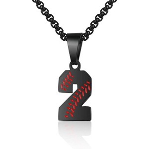 Baseball Number Necklace - Stainless Steel Chain Pendant for Men Athletes 00-99 Jersey Number Gift - 1 of 4