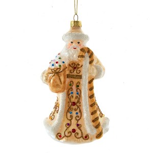 Kurt Adler Glass Ornament for Christmas Tree, White and Gold Jeweled Santa 6.5" - 1 of 1