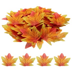 Unique Bargains Wedding Thanksgiving Halloween Decoration Fake Artificial Maple Leaves 100 Pcs - 1 of 4