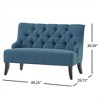 SKRAN Nicole KD Settee for Living Room or Apartment - Navy Blue Fabric Upholstered with Flared Birch Wood Legs and Button-Tufted Backrest - 3 of 4