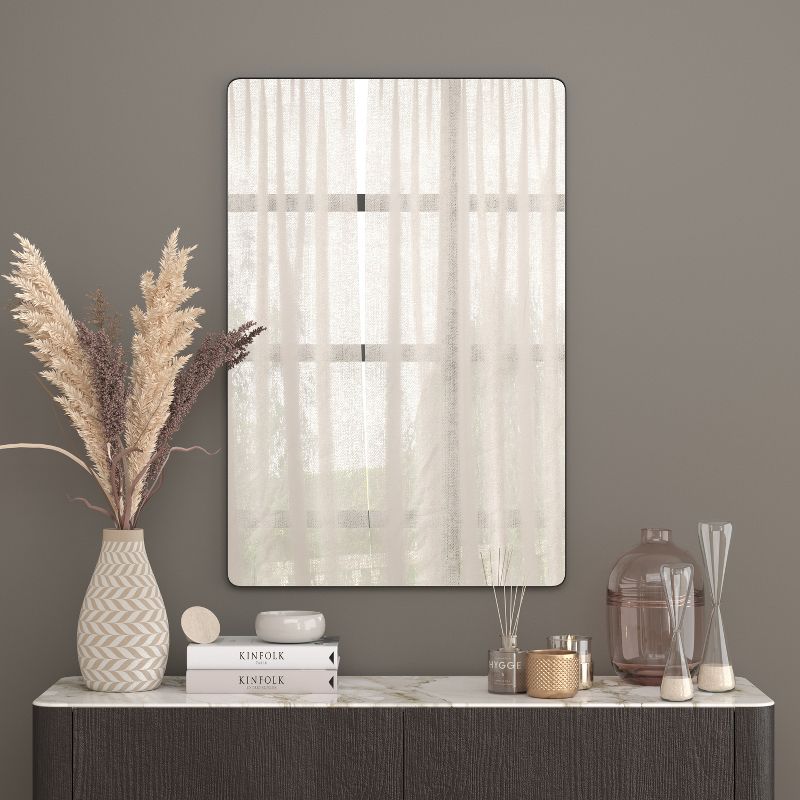 Merrick Lane Hanging Mirror Modern Metal Frame Bordered Wall Mount Mirror with Rounded Corners, 5 of 13