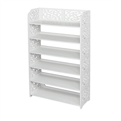 SEVOBAL 6-Tier Hollow Carved Shoe Rack Board Shoe Storage Organizer Cabinet for Narrow Entryway Space-Saving Boots Display, White, 39.76"*10.43"*4.72"