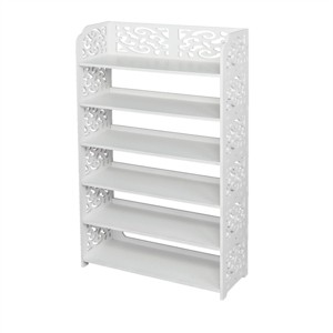 SEVOBAL 6-Tier Hollow Carved Shoe Rack Board Shoe Storage Organizer Cabinet for Narrow Entryway Space-Saving Boots Display, White, 39.76"*10.43"*4.72" - 1 of 4