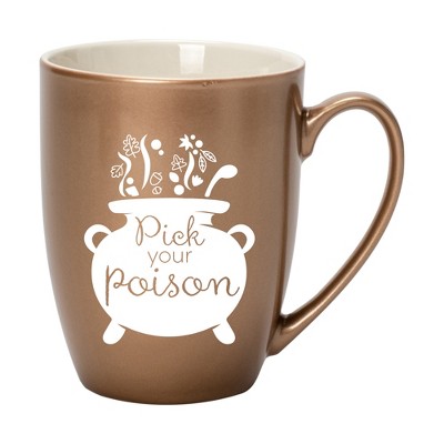 Elanze Designs Pick Your Poison Bronze 10 ounce New Bone China Coffee Cup Mug