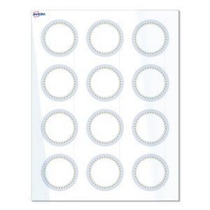 Avery Labels, 2" Diameter, Glossy White, Blue Border w/ Gold Dots, 120ct - 1 of 4