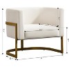 Modern Accent Chair, Velvet Barrel Chair Padded Seat, Upholstered Armchair for Reading/Living Room/Bedroom/Club Side Chairs with Luxury Gold Frame - 2 of 4