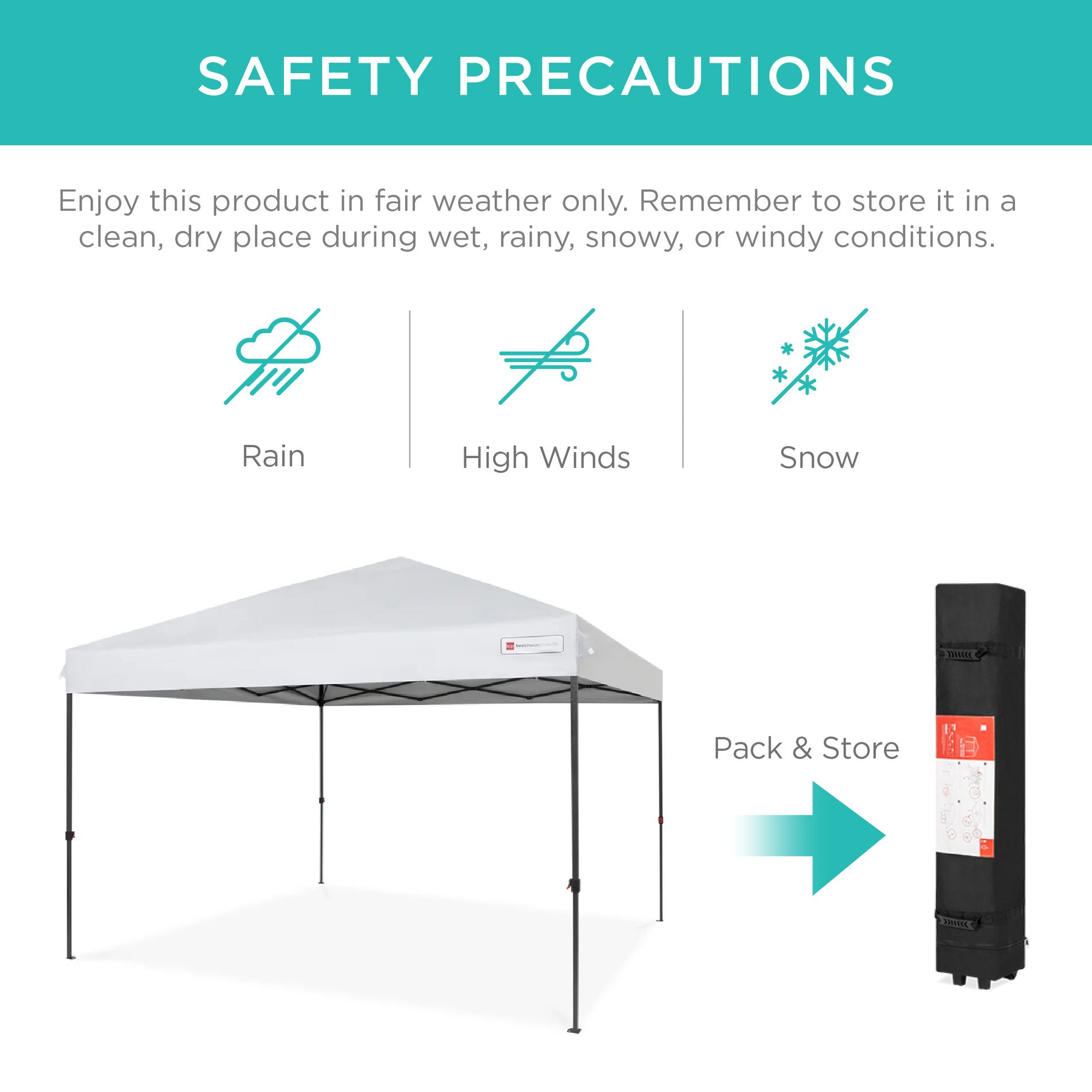 Best Choice Products Easy Setup Pop Up Canopy – 10x10ft or 12x12ft, 1-Button Setup, Wheeled Case & 4 Weight Bags