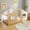 Costway Twin Size House Floor Bed with LED Lights Solid Wood Bed Frame without Slats Gray/Natural/White - 4 of 4