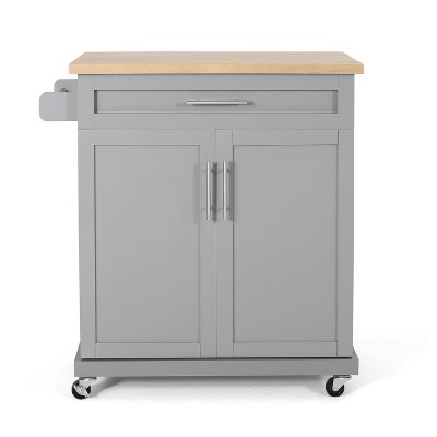 GDFStudio Negley Contemporary Multi-Functional Kitchen Cart with Wheels and Adjustable Shelves