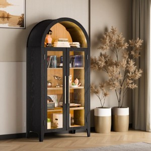 FURNIinspire Utility Storage Cabinets Living Room Decorative Display Cabinet, Showcase, Kitchen Pantry Cupboard, Multicolored, 18.1"*36"*74.8" - 1 of 4
