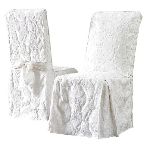 Matelass Damask Dining Room Chair Cover White Sure Fit