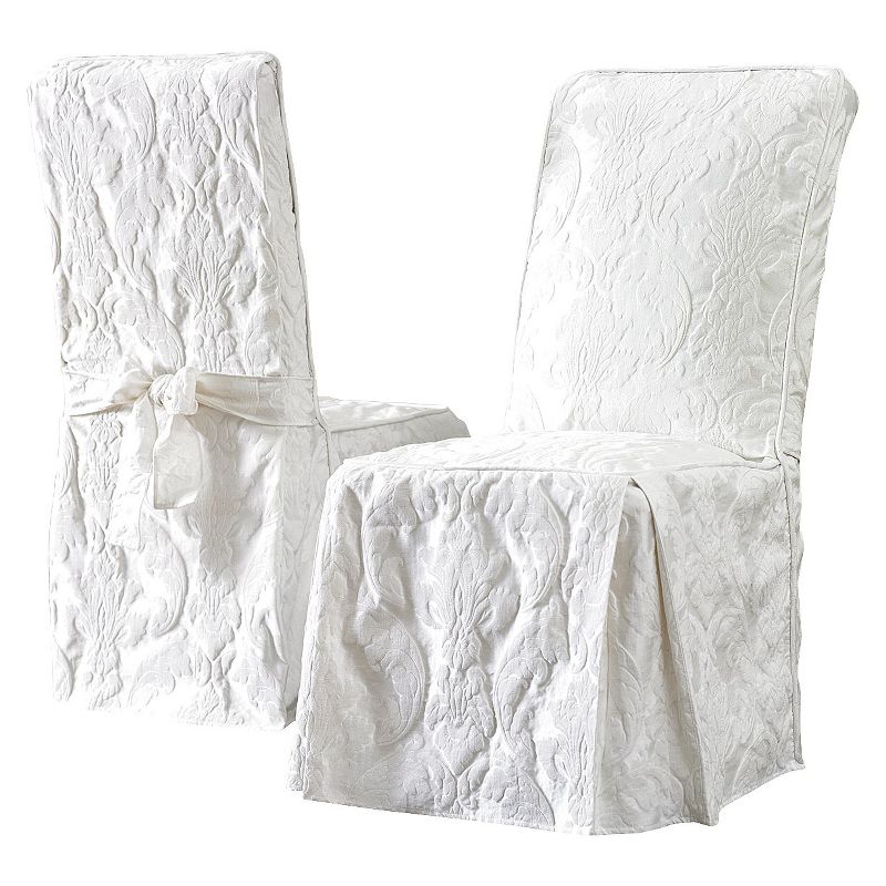Matelass&#233; Damask Dining Room Chair Cover White - Sure Fit, 1 of 5