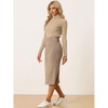 INSPIRE CHIC Women's High Waist Stretchy Rib Knit Slit Hem Pencil Bodycon Sweater Skirt - 3 of 4