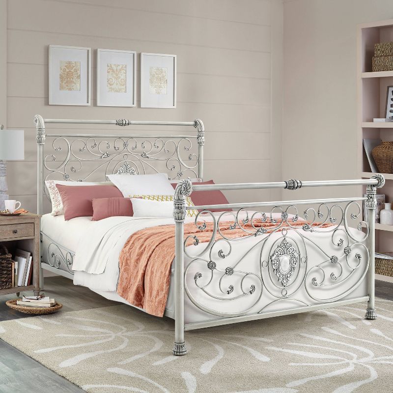 Queen Mercer Metal Sleigh Bed Brushed White - Hillsdale Furniture, 1 of 17