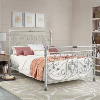 Queen Mercer Metal Sleigh Bed Brushed White - Hillsdale Furniture