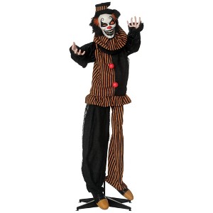 Outsunny Life Size Outdoor Halloween Decorations Talking Circus Clown, Animatronic Animated Prop, Décor with Sound Motion Activated Light Up Eyes - 1 of 4