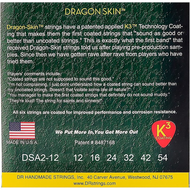 DR Strings Dragon Skin Clear Coated Phosphor Bronze Medium Acoustic Guitar Strings (12-54) 2 Pack, 2 of 4