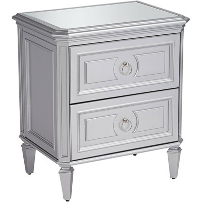 55 Downing Street Aurora 26" Wide 2-Drawer Mirrored and Silver Side Table