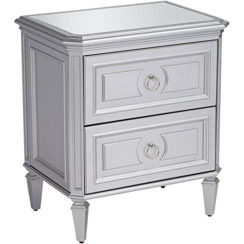 55 Downing Street Aurora 26 Wide 2 Drawer Mirrored And Silver Side Table Target