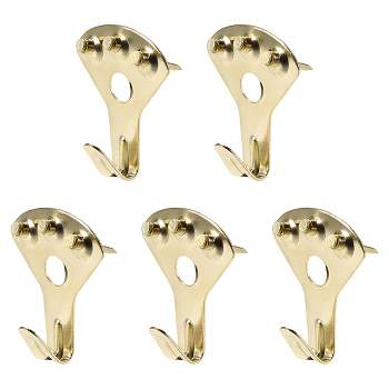 Unique Bargains Photo Frame Hanging Hooks Kit with Nails for Wall Mounting Brassy 1.57" x 1.34" 5 Pcs