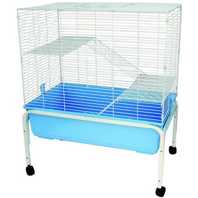 YML 3 Levels Indoor Animal Cage Cat Ferret with Stand Blue
