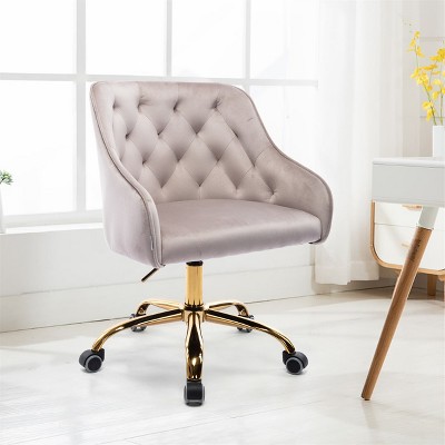 Alex Velvet Task Home office Desk Chair Tufted Padded Adjustable Swivel |  Karat Home - Pink