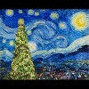 Men's Design By Humans Van Gogh Starry Night - Christmas Tree By bcstudio T-Shirt - 2 of 4