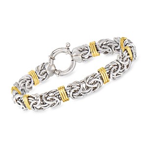 Ross-Simons Byzantine Bracelet in Sterling Silver and 14kt Yellow Gold - 1 of 4