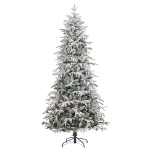 Christmas Shadow Woods Flocked Spruce Artificial Tree 9ft, Pre-Lit 600 Warm White LED Lights, 1541 PE/PVC 1541 Tips - 1 of 4