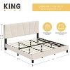 Homhougo Twin Size Bed Frame with Adjustable Headboard, Linen Upholstered Twin Platform Bedframe with Strong Wooden Slats, Easy Assembly, Grey - 2 of 4