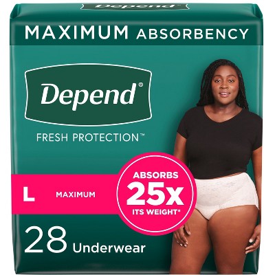 Depend FIT-FLEX Adult Incontinence Underwear for Women - Maximum Absorbency - L - Blush - 28ct