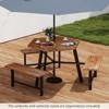 Tangkula 6 Person Acacia Wood Picnic Table Bench Set w/3 Seats Umbrella Hole Metal Frame - 3 of 4