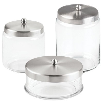 Mdesign Glass Storage Apothecary Jar, Pyrex Bathroom Canisters Glass