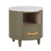 CAVINAS Round Nightstand with Storage Drawer,Modern Bedside Table with Open Storage Shelf,Nightstand with Curved Design for Bedroom - 4 of 4