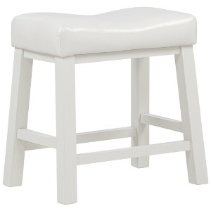 eHemco Heavy-Duty Saddle Kitchen Counter Height Barstools with Wood Legs and Cushion Seat, 19 Inch Height, White - 1 of 4