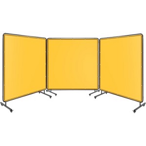 3 Panel 6x6FT Welding Screen, Flame Resistant PVC Curtain, Transparent Safety Panel, Lockable Wheels, Workshop Garage - 1 of 4