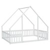 JUJABU Full Wood House-Shaped Floor Bed with Fence, Guardrails - 2 of 4