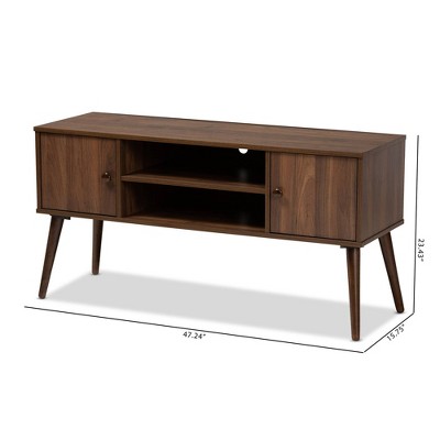 Walnut Brown Mid-Century Modern 2-Door TV Stand
