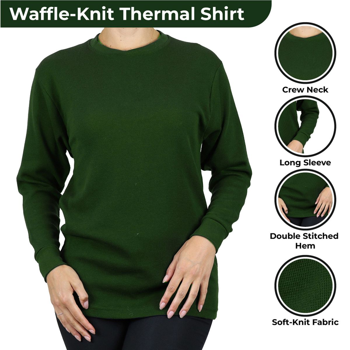 Galaxy By Harvic Women's Loose Fit Waffle Knit Thermal Shirt - thumbnail 10