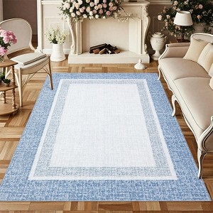 Modern Machine WashableArea Rug with Non Slip Backing Low Pile Accent Rug Foldable Contemporary Indoor Carpet - 1 of 4