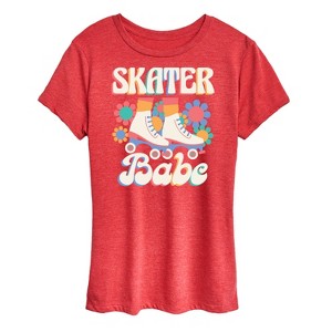Women's - Instant Message - Retro Roller Skater Babe Short Sleeve Graphic T-Shirt - 1 of 4