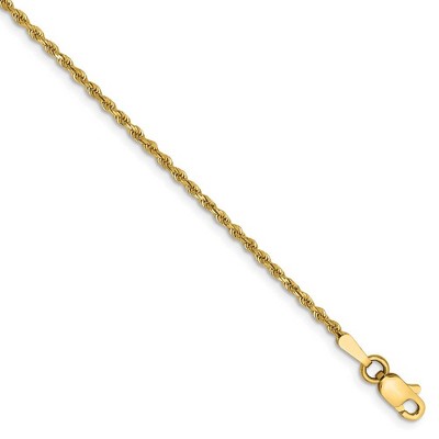Black Bow Jewelry 1.5mm 14k Yellow Gold Diamond Cut Solid Rope Chain Bracelet