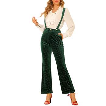 Allegra K Women's Velvet Wide Leg Retro Shiny Glitter Overalls Jumpsuits Pants