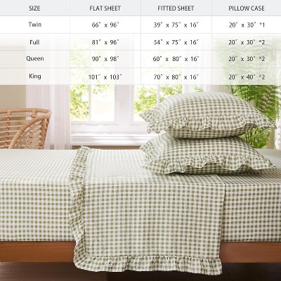 Der Rose BALHAM TRADE-Gingham Queen Sheet Set, Lightweight Super Soft Brushed Microfiber Plaid Bed Sheets Yellow Queen (90" x 98") — фото 2