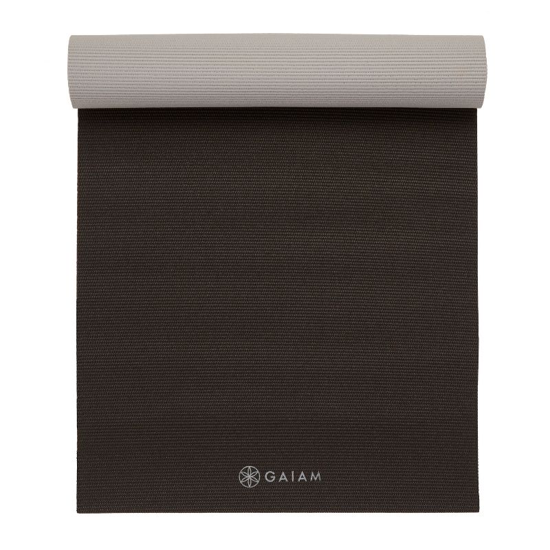 Gaiam 2 Color Premium Yoga Mat - Black/Gray (6mm), 1 of 8