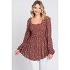 PinkBlush Brown Floral Smocked Long Sleeve Maternity Top - 4 of 4