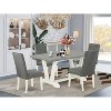 5-Piece Rectangle Natural Oak Finish Solid Wood Top Dining table with 4 Chairs with - 2 of 4